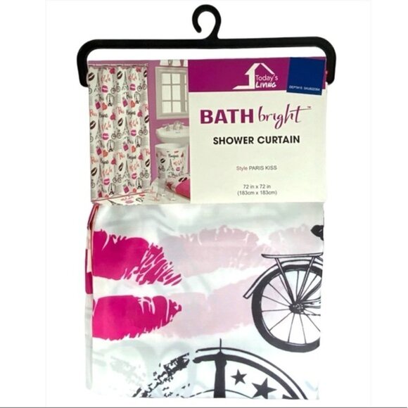 Paris Kiss Eiffel Tower Material Shower Curtain 72 In X 72 In - Picture 5 of 12